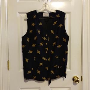 L' Amadei Women's  Black Taupe Print Vest Size 16